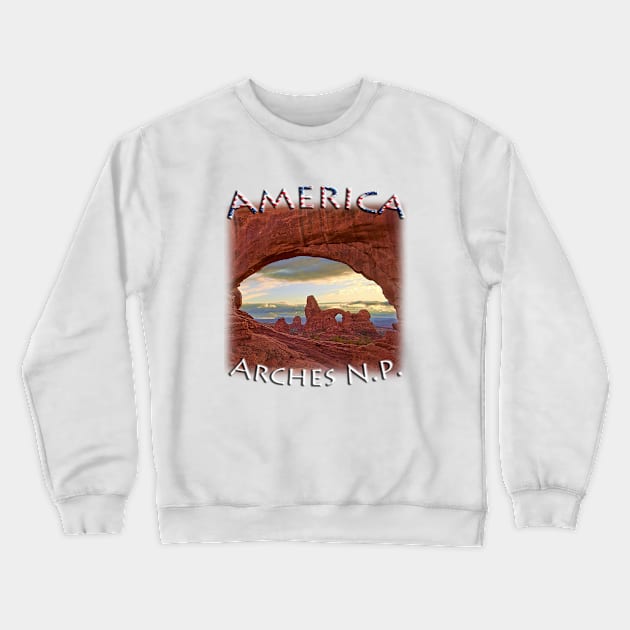 America - Utah - Arches National Park, Turret Arch Crewneck Sweatshirt by TouristMerch